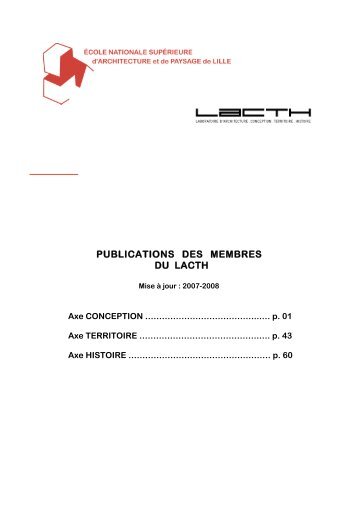 publications des membres du lacth - Ecole nationale supérieure d ...