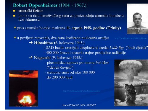 Nuklearna fisija, lančana reakcija, Leo Szilard, Robert Oppenheimer