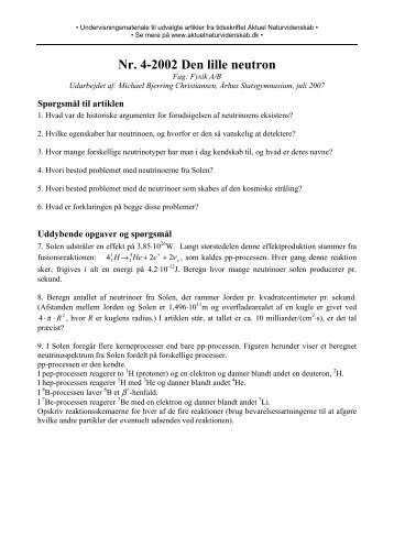 Nr. 4-2002 Den lille neutron - Aktuel Naturvidenskab