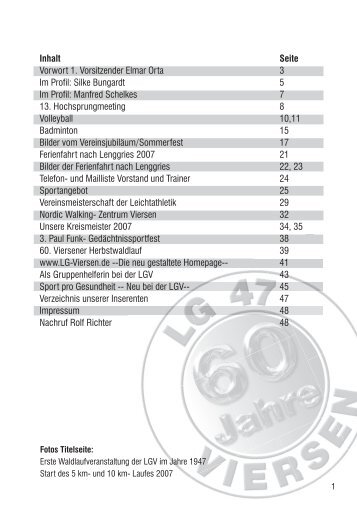 Inhalt Seite Vorwort 1. Vorsitzender Elmar Orta 3 Im ... - LG 47 Viersen