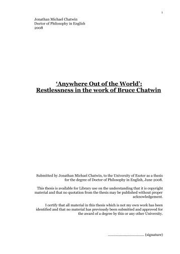 Restlessness in the work of Bruce Chatwin - Bad request ...