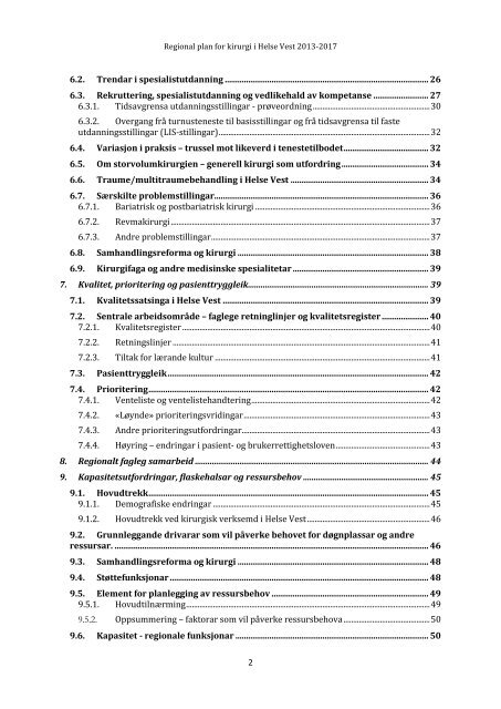 Regional plan for kirurgi i Helse Vest 2013 â 2017