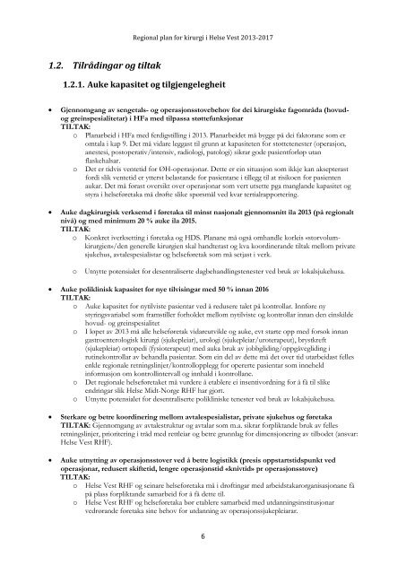 Regional plan for kirurgi i Helse Vest 2013 â 2017