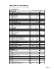 MBA Class Schedule - Fall 2012