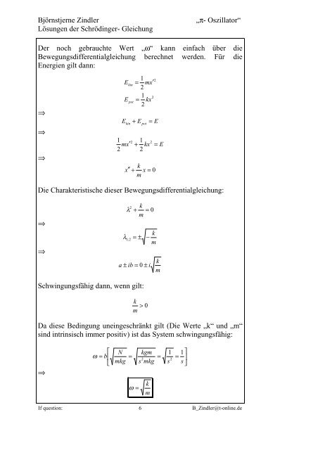 Harmonisches Potential - Nadirpoint.de