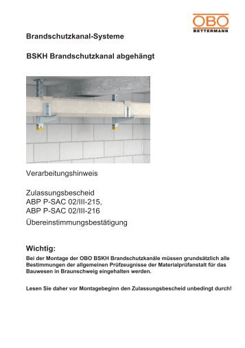Zulassungsbescheid ABP P-SAC 02/III-215, ABP ... - OBO Bettermann