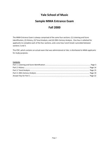 dma entrance exam - Yale University School of Music