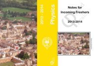 Notes for Incoming Freshers - University of Oxford