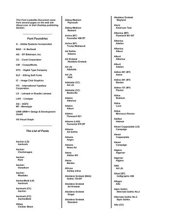 Font Foundries The List of Fonts