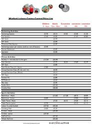 Watford Leisure Centre Central Price List - Everyone Active