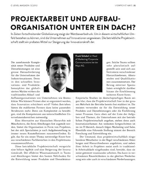 Projektarbeit und Aufbauorganisation unter ein Dach? - Hays