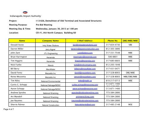 1.31.13 Pre-Bid Meeting Sign In Sheet.pdf - Indianapolis ...