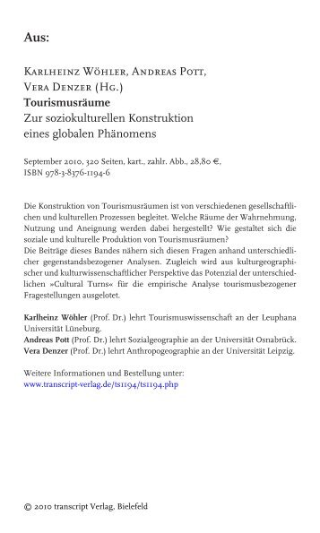 Karlheinz Wöhler, Andreas Pott, Vera Denzer (Hg.) Tourismusräume ...