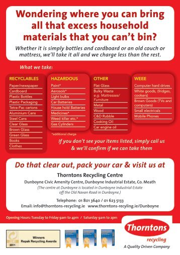 Dunboyne CA Leaflet 2012 - Thorntons Recycling