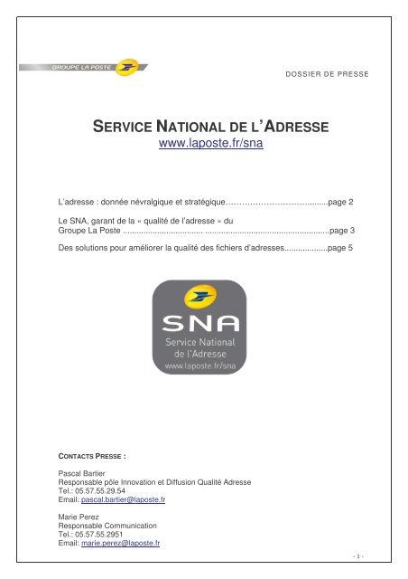 service national de l'adresse - La Poste