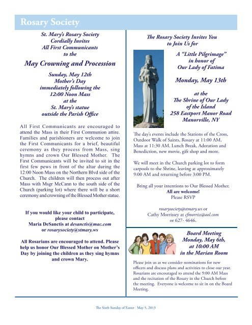 Sunday, May 5, 2013 - St. Mary's Roman Catholic Church