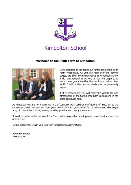 Sixth Form Prospectus - Kimbolton School