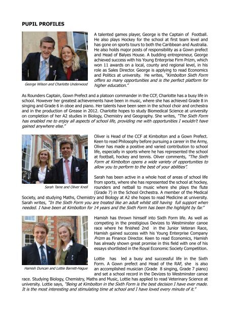 Sixth Form Prospectus - Kimbolton School