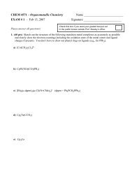 CHEM 4571 â Organometallic Chemistry Name EXAM # 1 â Feb 15 ...