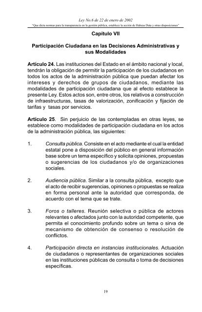 Ley No.6 de 22 de Enero de 2002