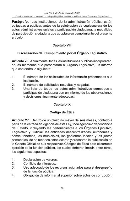 Ley No.6 de 22 de Enero de 2002