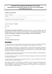 CONTRAT DE CESSION DE DROITS D'AUTEUR Autorisation de ...