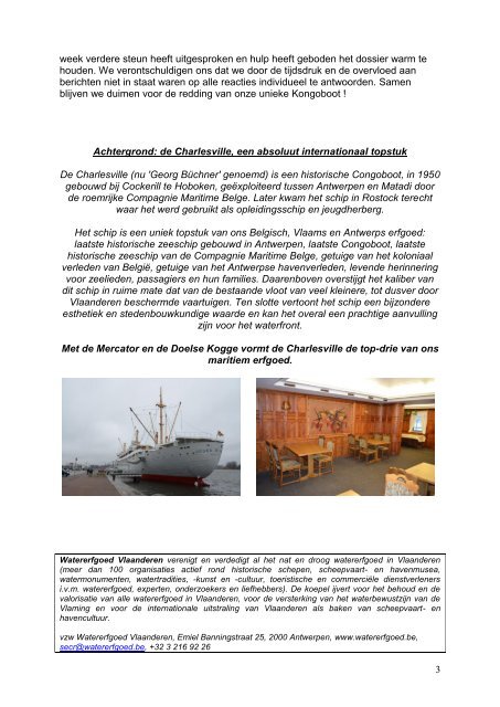 Belgische investeerders voor Kongoboot Charlesville - Vvia