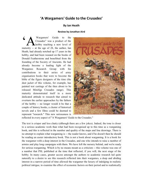 'A Wargamers' Guide to the Crusades' book - Lone Warrior Blog