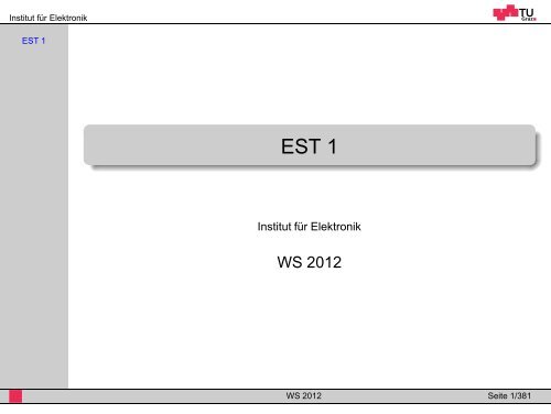 WS 2012 - Institut für Elektronik