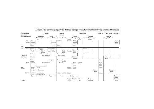 matrice de comptabilitÃ© sociale d'une Ã©conomie rizicole - Region et ...