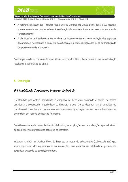 Manual de Registo e Controlo de Imobilizado CorpÃ³reo - ANA ...