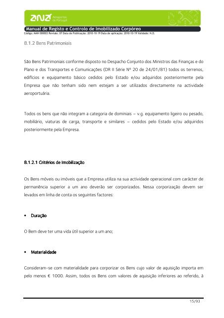 Manual de Registo e Controlo de Imobilizado CorpÃ³reo - ANA ...