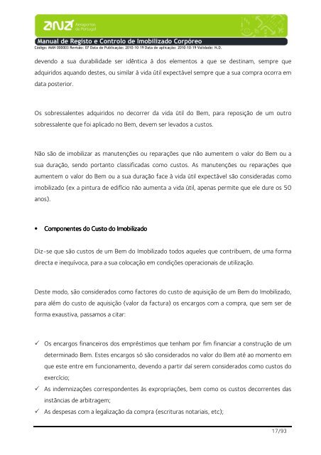 Manual de Registo e Controlo de Imobilizado CorpÃ³reo - ANA ...