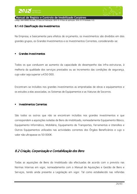 Manual de Registo e Controlo de Imobilizado CorpÃ³reo - ANA ...