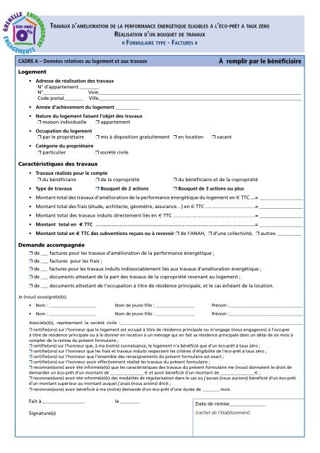 Formulaire type Factures