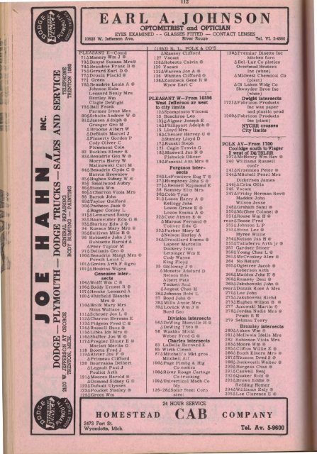 To view the 1953 R. L. Polk Directory by Street and Address.