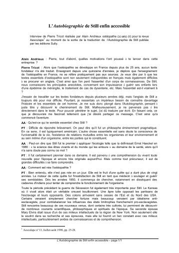 L'Autobiographie de Still enfin accessible - Approche tissulaire de l ...