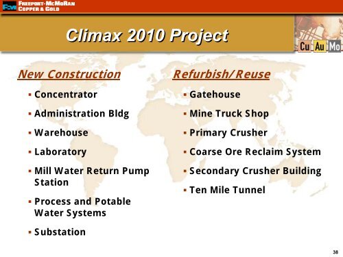 Climax Molybdenum Update Climax Molybdenum Update