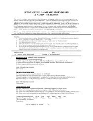 SPONTANEOUS LANGUAGE STORYBOARD & NARRATIVE RUBRIC