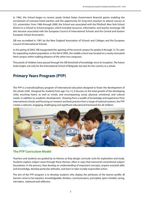Primary Years Program (PYP) - the International School of Belgrade