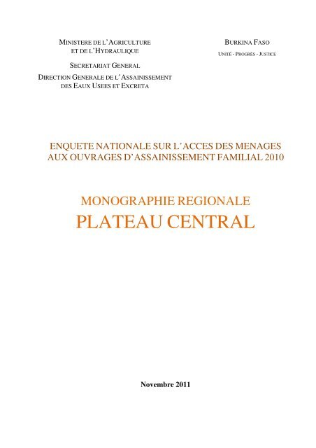 PLATEAU CENTRAL - Portail du secteur de l'eau au Burkina Faso