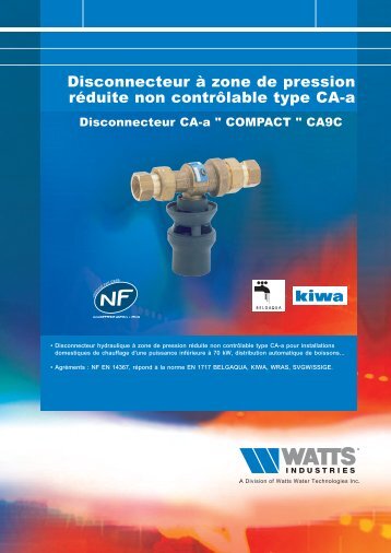 Disconnecteur à zone de pression réduite non ... - Watts Industries