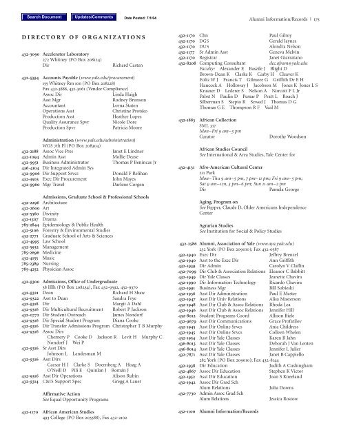 2004 Yale Dir 3-Org - Yale University School of Medicine