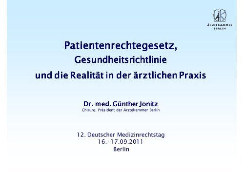 Dr. med. Günther Jonitz - Medizinrechts-Beratungsnetz