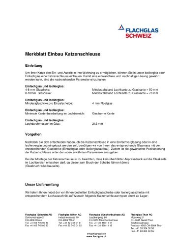 Merkblatt Einbau Katzenschleuse (PDF 215 KB) - Flachglas Schweiz