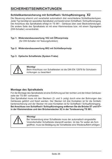 Elektrische Betriebsanleitung - swissdoor Sicherheit