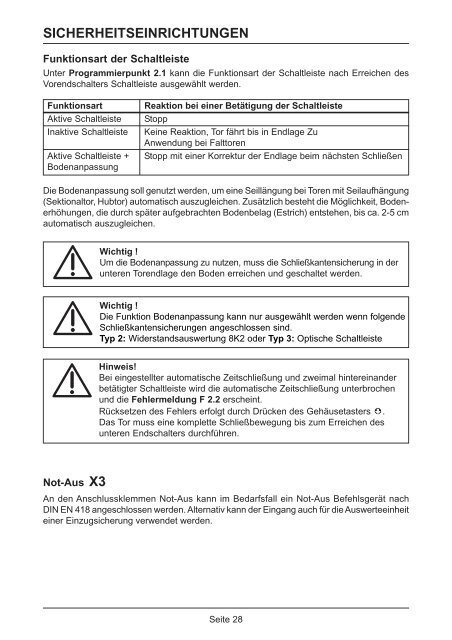 Elektrische Betriebsanleitung - swissdoor Sicherheit