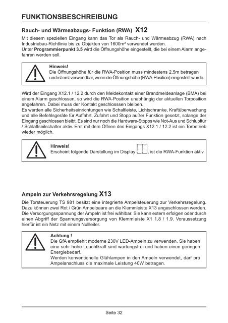 Elektrische Betriebsanleitung - swissdoor Sicherheit