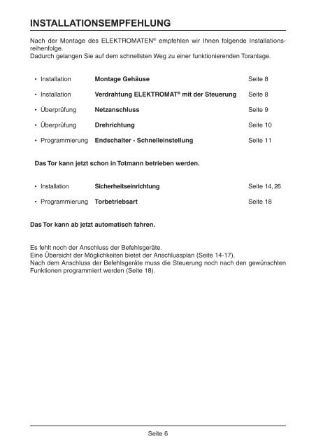 Elektrische Betriebsanleitung - swissdoor Sicherheit