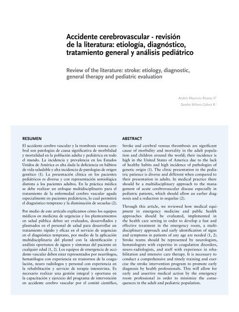 Accidente cerebrovascular - revisiÃ³n de la literatura - Universidad El ...